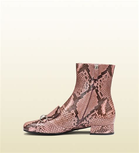 gucci pink python boots|Gucci ankle boots with pearls.